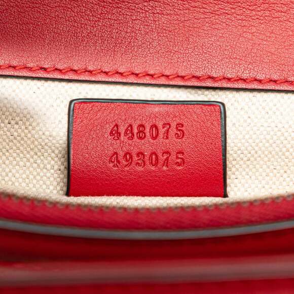 GUCCI Red Leather Bamboo Shoulder Bag - Picture 12 of 13